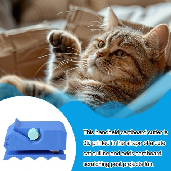 Lyreh Cardboard Cutter for Cat Scratching Boards, 3D Printed Kitten Shaped Cardboard Strip Cutter with 10 Blades Manual Cardboard Cutting Tool for Cat Lovers DIY Craft Project (Blue) Lyreh Cardboard Cutter for Cat Scratching Boards, 3D Printed Kitten Shaped Cardboard Strip Cutter with 10 Blades Manual Cardboard Cutting Tool for Cat Lovers DIY Craft Project (Blue)