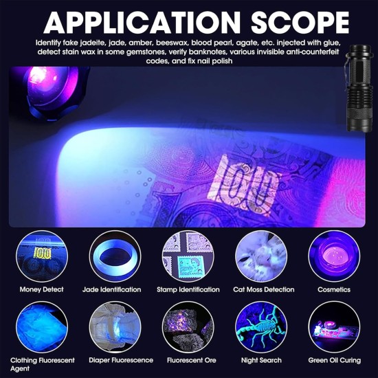 MODOAO UV Flashlight, 395nm Ultraviolet Flashlight, Powerful UV Light for Home and Hotel Inspection, Blacklight Detector for Pet Urine, Stains, Bed Bugs and More, sdt103 MODOAO UV Flashlight, 395nm Ultraviolet Flashlight, Powerful UV Light for Home and Hotel Inspection, Blacklight Detector for Pet Urine, Stains, Bed Bugs and More, sdt103