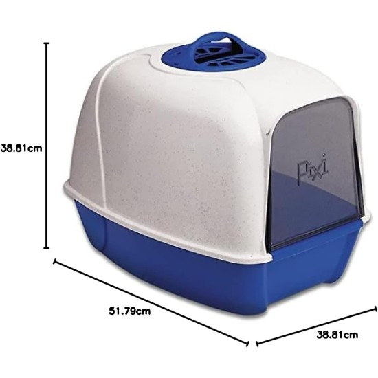 MPS Pixi Cat Hooded Litter Tray – Grey/White, 52 x 39 x 39 cm MPS Pixi Cat Hooded Litter Tray – Grey/White, 52 x 39 x 39 cm