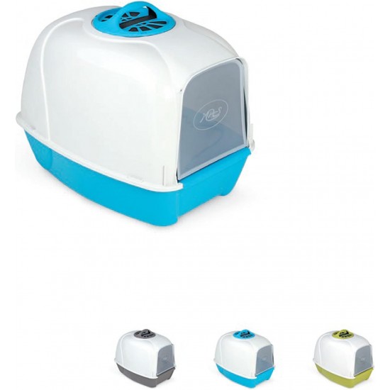 MPS Pixi Cat Hooded Litter Tray – Grey/White, 52 x 39 x 39 cm MPS Pixi Cat Hooded Litter Tray – Grey/White, 52 x 39 x 39 cm