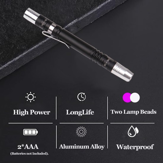 MVIOCS Blacklight Flashlight, UV Flashlight, 2 in 1 LED, 395nm UV Blacklight, Mini Flashlight, Pet Urine Detector Light for Dogs/Cats, Dry Spots, Scorpion, Bed Bugs MVIOCS Blacklight Flashlight, UV Flashlight, 2 in 1 LED, 395nm UV Blacklight, Mini Flashlight, Pet Urine Detector Light for Dogs/Cats, Dry Spots, Scorpion, Bed Bugs