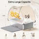 MeoWant Stainless Steel Cat Litter Tray, Removable, Closed, Extra Large Cat Litter Tray Stainless Steel XXL with Fabric Canopy, Odour-Inhibiting, Non-Stick Coating Surface, Easy to Clean, White