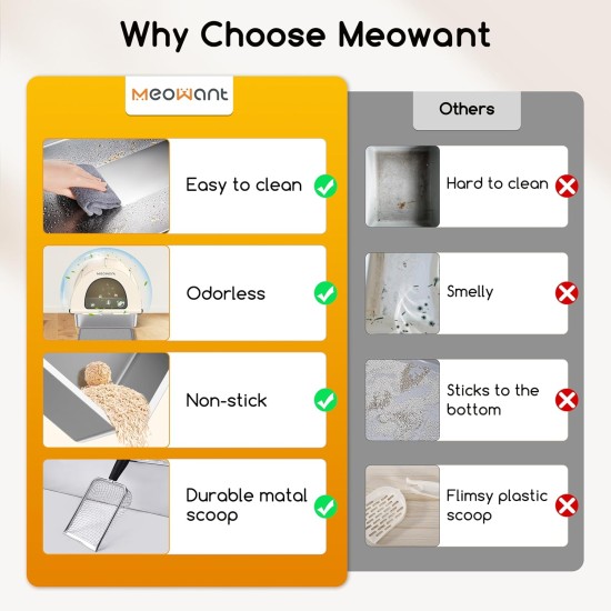 MeoWant Stainless Steel Cat Litter Tray, Removable, Closed, Extra Large Cat Litter Tray Stainless Steel XXL with Fabric Canopy, Odour-Inhibiting, Non-Stick Coating Surface, Easy to Clean, White MeoWant Stainless Steel Cat Litter Tray, Removable, Closed, Extra Large Cat Litter Tray Stainless Steel XXL with Fabric Canopy, Odour-Inhibiting, Non-Stick Coating Surface, Easy to Clean, White