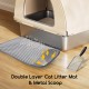 MeoWant Stainless Steel Cat Litter Tray, Removable, Closed, Extra Large Cat Litter Tray Stainless Steel XXL with Fabric Canopy, Odour-Inhibiting, Non-Stick Coating Surface, Easy to Clean, White