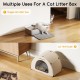 MeoWant Stainless Steel Cat Litter Tray, Removable, Closed, Extra Large Cat Litter Tray Stainless Steel XXL with Fabric Canopy, Odour-Inhibiting, Non-Stick Coating Surface, Easy to Clean, White