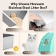 MeoWant Stainless Steel Cat Litter Tray, Square, Closed, Extra Large Cat Litter Tray, Stainless Steel XXL with Removable Oxford Fabric Tent with High Side Walls, Shovel and Mat Made of Metal MeoWant Stainless Steel Cat Litter Tray, Square, Closed, Extra Large Cat Litter Tray, Stainless Steel XXL with Removable Oxford Fabric Tent with High Side Walls, Shovel and Mat Made of Metal