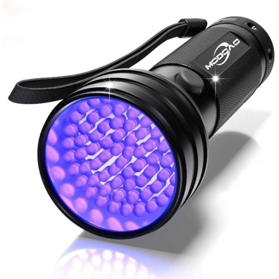 Modoao UV Flashlight, Blacklight, 51 LED UV Lights, UV Detector for Dog/Cat/Pet Urine, Bed Bugs and Dry Stains, Detection on Carpets, Carpets, Floor Modoao UV Flashlight, Blacklight, 51 LED UV Lights, UV Detector for Dog/Cat/Pet Urine, Bed Bugs and Dry Stains, Detection on Carpets, Carpets, Floor