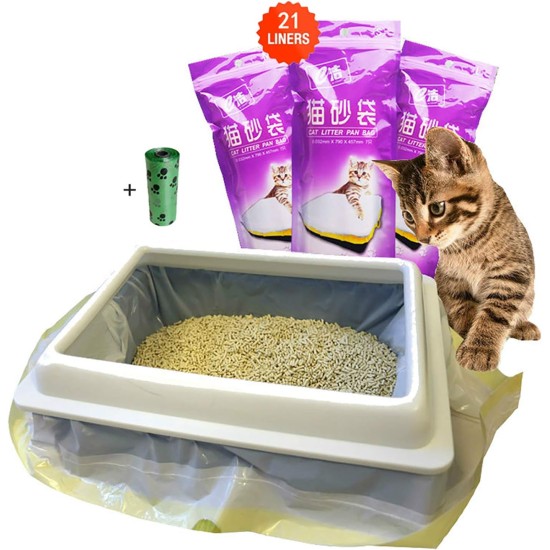 Moliwen 3 Bags (21 Pieces) Cat Litter Tray Liners Drawstring Bag 915 x 457 mm for Medium and Large Cat Litter Box Cat Litter Box Bag Extra 1 Roll Pet Waste Bag (Gift) Moliwen 3 Bags (21 Pieces) Cat Litter Tray Liners Drawstring Bag 915 x 457 mm for Medium and Large Cat Litter Box Cat Litter Box Bag Extra 1 Roll Pet Waste Bag (Gift)