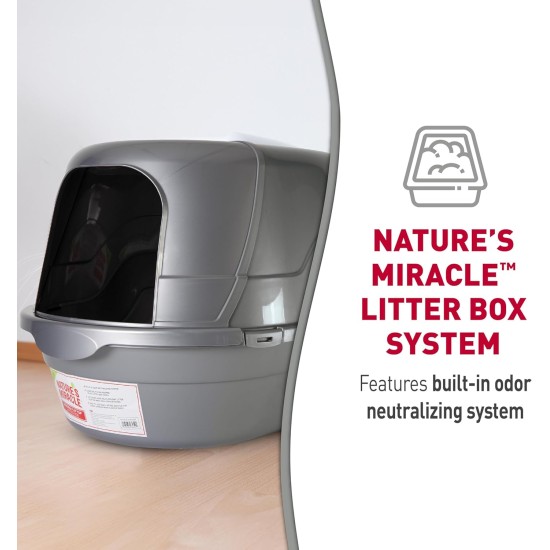 Nature's Miracle Oval Hooded Litter Box, Silver Nature's Miracle Oval Hooded Litter Box, Silver
