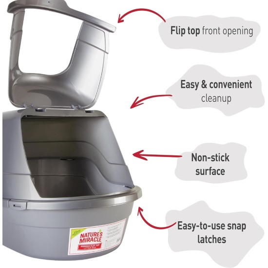 Nature's Miracle Oval Hooded Litter Box, Silver Nature's Miracle Oval Hooded Litter Box, Silver