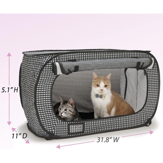 Necoichi Stress Free Cat Cage (Carry Bag) Cat Litter Box Set Collapsible for 2 Cats 31.8" L x 4.5" W x 20" H for Indoor Small Medium Large Cats Necoichi Stress Free Cat Cage (Carry Bag) Cat Litter Box Set Collapsible for 2 Cats 31.8" L x 4.5" W x 20" H for Indoor Small Medium Large Cats