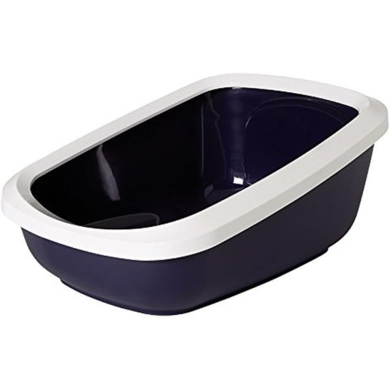 Nobby 72184" Aseo Jumbo Cat Litter Tray with Rim, 67.5 x 48 x 28 cm, Navy-White