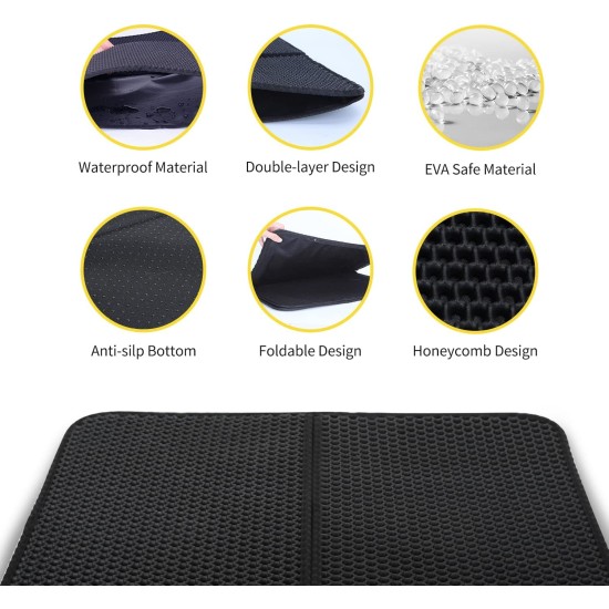 Nobleza Cat Litter Tray Mat Cat Litter Tray (60 x 40 cm, Black) Cat Litter Mat Honeycomb Design, Non-Slip Cat Litter Mat for Cat Litter Trays, Cat Litter Mat Nobleza Cat Litter Tray Mat Cat Litter Tray (60 x 40 cm, Black) Cat Litter Mat Honeycomb Design, Non-Slip Cat Litter Mat for Cat Litter Trays, Cat Litter Mat