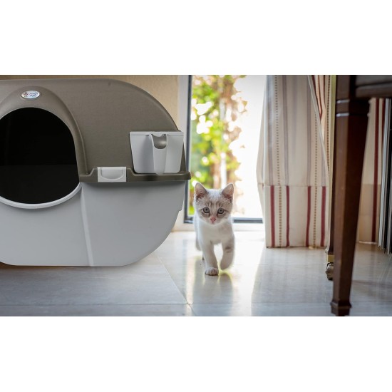 Omega Paw NRA15-1 Improved Roll'n Clean Self Cleaning Litter Tray, Regular, Pewter Omega Paw NRA15-1 Improved Roll'n Clean Self Cleaning Litter Tray, Regular, Pewter