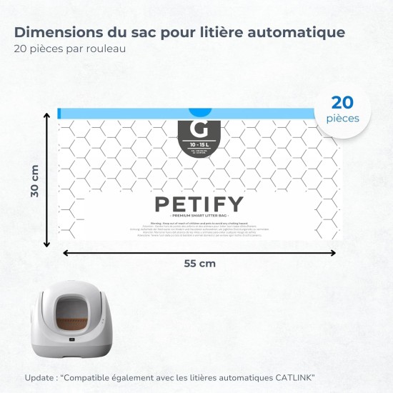 PETIFY - 20 x Müllbeutel für automatische Katzentoilette – kompatibel mit Petkit Pura Max 2 PETIFY - 20 x Müllbeutel für automatische Katzentoilette – kompatibel mit Petkit Pura Max 2