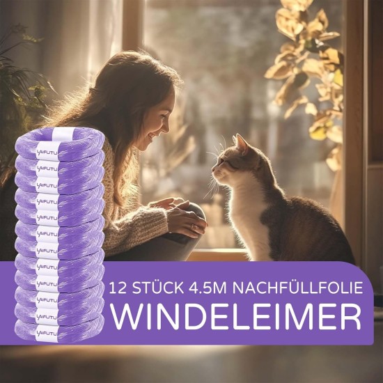 Pack of 12 Refill Film Nappy Bins for Tommee Tippee & Litter Locker Refill Cassette, Nappy Bin Refill Cassettes 4.5 m, Odour-Proof and Durable Nappy Bin Refill Film (Blue) Pack of 12 Refill Film Nappy Bins for Tommee Tippee & Litter Locker Refill Cassette, Nappy Bin Refill Cassettes 4.5 m, Odour-Proof and Durable Nappy Bin Refill Film (Blue)