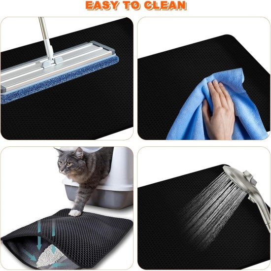 Pack of 2 Cat Litter Tray Mat, 45 x 30 cm Cat Litter Mat, Double Layer Honeycomb Mat for Cat Litter, Easy to Clean Mat Mat for Cat Litter, Black Cat Litter Mat Pack of 2 Cat Litter Tray Mat, 45 x 30 cm Cat Litter Mat, Double Layer Honeycomb Mat for Cat Litter, Easy to Clean Mat Mat for Cat Litter, Black Cat Litter Mat