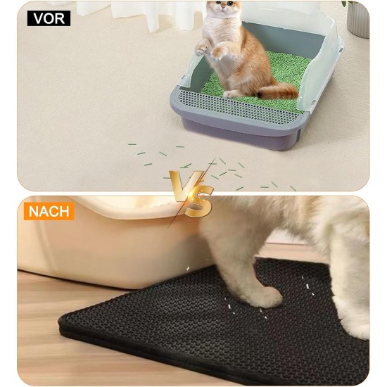 Pack of 2 Cat Litter Tray Mat, 45 x 30 cm Cat Litter Mat, Double Layer Honeycomb Mat for Cat Litter, Easy to Clean Mat Mat for Cat Litter, Black Cat Litter Mat Pack of 2 Cat Litter Tray Mat, 45 x 30 cm Cat Litter Mat, Double Layer Honeycomb Mat for Cat Litter, Easy to Clean Mat Mat for Cat Litter, Black Cat Litter Mat