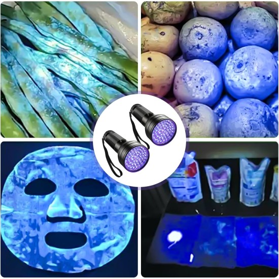 Pack of 2 UV Black Light Torch with 51 LEDs, 395 nm Pets Urine Detector, UV LED Black Light Lamp, Ultraviolet Light Scorpion Light for Dogs and Cats, Money Check (No Battery) Pack of 2 UV Black Light Torch with 51 LEDs, 395 nm Pets Urine Detector, UV LED Black Light Lamp, Ultraviolet Light Scorpion Light for Dogs and Cats, Money Check (No Battery)