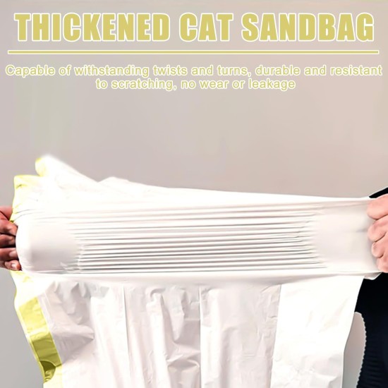 Pack of 60 Cat Litter Box Bags, 94 x 45 cm Bin Liners for Cat Litter Trays, Bin Liners with Drawstrings, Self-Cleaning Cat Litter Box Bin Liners, Durable Tear-Resistant Cat Litter Box Bags - 3 Rolls Pack of 60 Cat Litter Box Bags, 94 x 45 cm Bin Liners for Cat Litter Trays, Bin Liners with Drawstrings, Self-Cleaning Cat Litter Box Bin Liners, Durable Tear-Resistant Cat Litter Box Bags - 3 Rolls