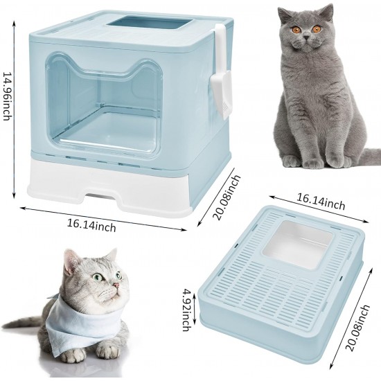Panghuhu88 Cat Litter Box with Lid, Foldable, Easy to Clean, Includes Cat Litter Scoop and 2 Bin Liners (Pink) Panghuhu88 Cat Litter Box with Lid, Foldable, Easy to Clean, Includes Cat Litter Scoop and 2 Bin Liners (Pink)