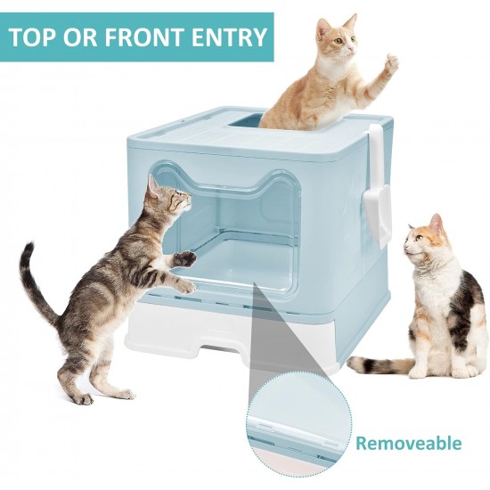 Panghuhu88 Cat Litter Box with Lid, Foldable, Easy to Clean, Includes Cat Litter Scoop and 2 Bin Liners (Pink) Panghuhu88 Cat Litter Box with Lid, Foldable, Easy to Clean, Includes Cat Litter Scoop and 2 Bin Liners (Pink)
