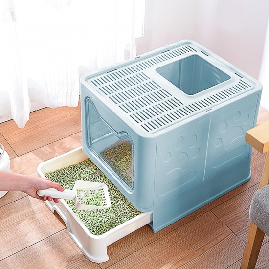 Panghuhu88 Cat Litter Box with Lid, Foldable, Easy to Clean, Includes Cat Litter Scoop and 2 Bin Liners (Pink) Panghuhu88 Cat Litter Box with Lid, Foldable, Easy to Clean, Includes Cat Litter Scoop and 2 Bin Liners (Pink)