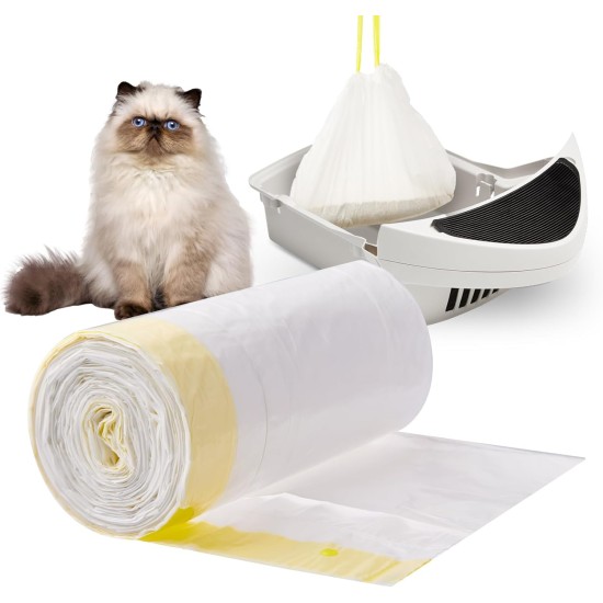 Papettly Cat Litter Tray Bag, 1 Roll x 20 Pieces Cat Litter Tray Liners with Drawstrings, Cat Litter Bag, Tear-Resistant Thick Cat Litter Box Bag with 10 kg Load Capacity, Cat Litter Tray Bag, 58 x 35 Papettly Cat Litter Tray Bag, 1 Roll x 20 Pieces Cat Litter Tray Liners with Drawstrings, Cat Litter Bag, Tear-Resistant Thick Cat Litter Box Bag with 10 kg Load Capacity, Cat Litter Tray Bag, 58 x 35