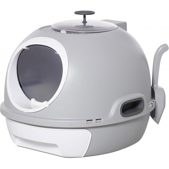 Pawhut Cat Litter Tray with Roof Window, Base Tray and Shovel, Portable, PP ABS, 47 x 55 x 44 cm Pawhut Cat Litter Tray with Roof Window, Base Tray and Shovel, Portable, PP ABS, 47 x 55 x 44 cm