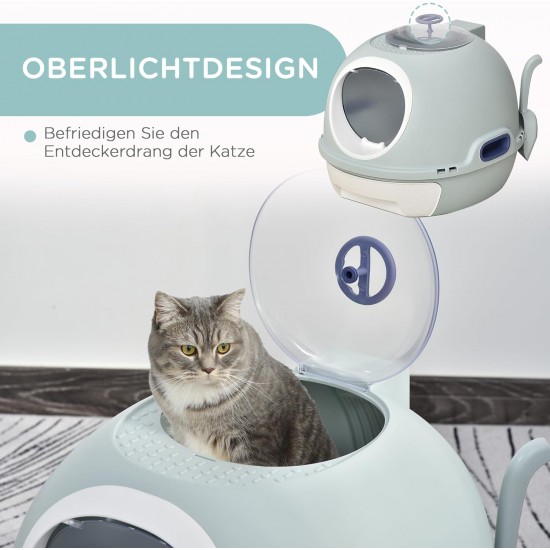 Pawhut Cat Litter Tray with Roof Window, Base Tray and Shovel, Portable, PP ABS, 47 x 55 x 44 cm Pawhut Cat Litter Tray with Roof Window, Base Tray and Shovel, Portable, PP ABS, 47 x 55 x 44 cm