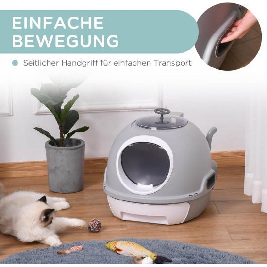 Pawhut Cat Litter Tray with Roof Window, Base Tray and Shovel, Portable, PP ABS, 47 x 55 x 44 cm Pawhut Cat Litter Tray with Roof Window, Base Tray and Shovel, Portable, PP ABS, 47 x 55 x 44 cm