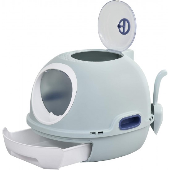Pawhut Cat Litter Tray with Roof Window, Base Tray and Shovel, Portable, PP ABS, 47 x 55 x 44 cm Pawhut Cat Litter Tray with Roof Window, Base Tray and Shovel, Portable, PP ABS, 47 x 55 x 44 cm