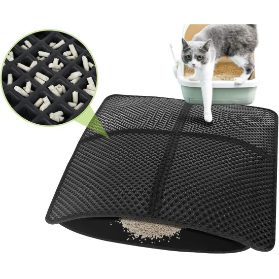 Pecute Cat Litter Tray Mat, Double Layer Cat Mat, Cat Litter Tray, Waterproof Urine Resistant Mat, Cat Litter Tray, Foldable Cat Litter Tray Mat with Large Bee Honeycomb Hole, 33 x 46 cm, Black Pecute Cat Litter Tray Mat, Double Layer Cat Mat, Cat Litter Tray, Waterproof Urine Resistant Mat, Cat Litter Tray, Foldable Cat Litter Tray Mat with Large Bee Honeycomb Hole, 33 x 46 cm, Black