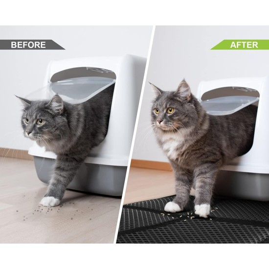 Pecute Cat Litter Tray Mat, Double Layer Cat Mat, Cat Litter Tray, Waterproof Urine Resistant Mat, Cat Litter Tray, Foldable Cat Litter Tray Mat with Large Bee Honeycomb Hole, 33 x 46 cm, Black Pecute Cat Litter Tray Mat, Double Layer Cat Mat, Cat Litter Tray, Waterproof Urine Resistant Mat, Cat Litter Tray, Foldable Cat Litter Tray Mat with Large Bee Honeycomb Hole, 33 x 46 cm, Black