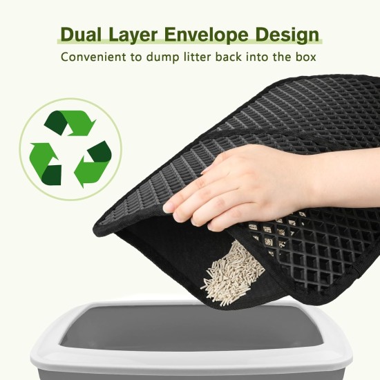 Pecute Cat Litter Tray Mat, Double Layer Cat Mat, Cat Litter Tray, Waterproof Urine Resistant Mat, Cat Litter Tray, Foldable Cat Litter Tray Mat with Large Bee Honeycomb Hole, 33 x 46 cm, Black Pecute Cat Litter Tray Mat, Double Layer Cat Mat, Cat Litter Tray, Waterproof Urine Resistant Mat, Cat Litter Tray, Foldable Cat Litter Tray Mat with Large Bee Honeycomb Hole, 33 x 46 cm, Black