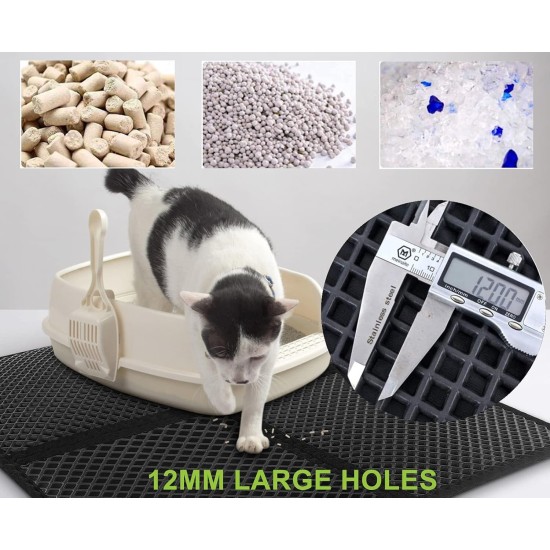 Pecute Cat Litter Tray Mat, Double Layer Cat Mat, Cat Litter Tray, Waterproof Urine Resistant Mat, Cat Litter Tray, Foldable Cat Litter Tray Mat with Large Bee Honeycomb Hole, 33 x 46 cm, Black Pecute Cat Litter Tray Mat, Double Layer Cat Mat, Cat Litter Tray, Waterproof Urine Resistant Mat, Cat Litter Tray, Foldable Cat Litter Tray Mat with Large Bee Honeycomb Hole, 33 x 46 cm, Black