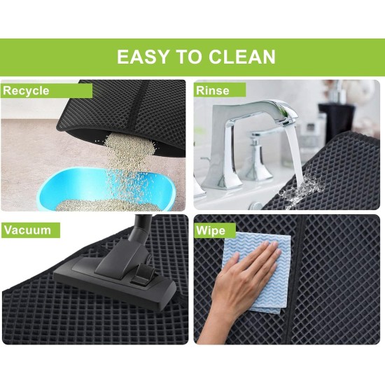 Pecute Cat Litter Tray Mat, Double Layer Cat Mat, Cat Litter Tray, Waterproof Urine Resistant Mat, Cat Litter Tray, Foldable Cat Litter Tray Mat with Large Bee Honeycomb Hole, 33 x 46 cm, Black Pecute Cat Litter Tray Mat, Double Layer Cat Mat, Cat Litter Tray, Waterproof Urine Resistant Mat, Cat Litter Tray, Foldable Cat Litter Tray Mat with Large Bee Honeycomb Hole, 33 x 46 cm, Black