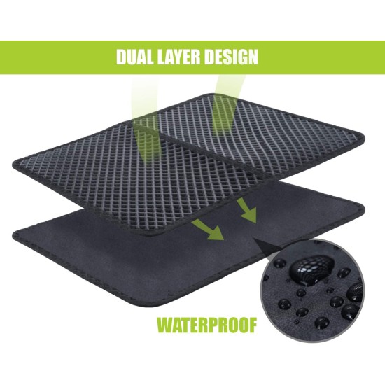 Pecute Cat Litter Tray Mat, Double Layer Cat Mat, Cat Litter Tray, Waterproof Urine Resistant Mat, Cat Litter Tray, Foldable Cat Litter Tray Mat with Large Bee Honeycomb Hole, 33 x 46 cm, Black Pecute Cat Litter Tray Mat, Double Layer Cat Mat, Cat Litter Tray, Waterproof Urine Resistant Mat, Cat Litter Tray, Foldable Cat Litter Tray Mat with Large Bee Honeycomb Hole, 33 x 46 cm, Black