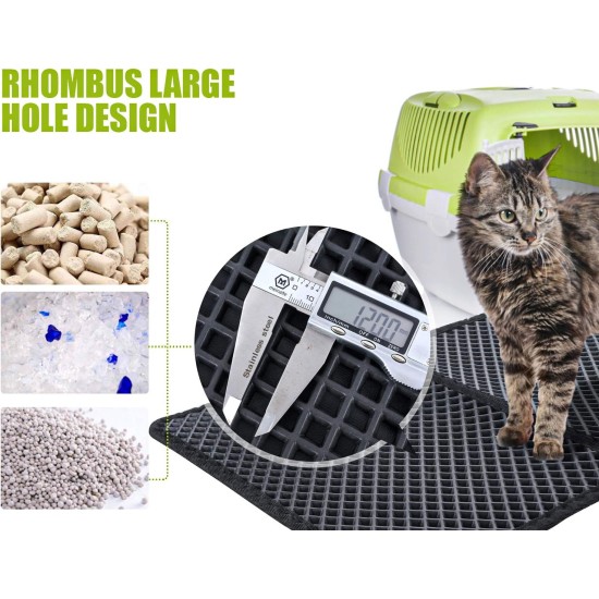 Pecute Cat Litter Tray Mat, Double Layer Cat Mat, Cat Litter Tray, Waterproof Urine Resistant Mat, Cat Litter Tray, Foldable Cat Litter Tray Mat with Large Bee Honeycomb Hole, 33 x 46 cm, Black Pecute Cat Litter Tray Mat, Double Layer Cat Mat, Cat Litter Tray, Waterproof Urine Resistant Mat, Cat Litter Tray, Foldable Cat Litter Tray Mat with Large Bee Honeycomb Hole, 33 x 46 cm, Black