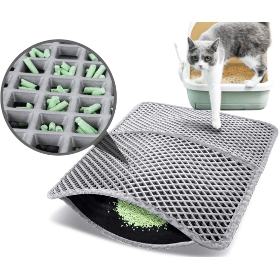 Pecute Cat Litter Tray Mat, Double Layer Cat Mat, Cat Litter Tray, Waterproof Urine Resistant Mat, Cat Litter Tray, Foldable Cat Litter Tray Mat with Large Bee Honeycomb Hole, 33 x 46 cm, Black Pecute Cat Litter Tray Mat, Double Layer Cat Mat, Cat Litter Tray, Waterproof Urine Resistant Mat, Cat Litter Tray, Foldable Cat Litter Tray Mat with Large Bee Honeycomb Hole, 33 x 46 cm, Black