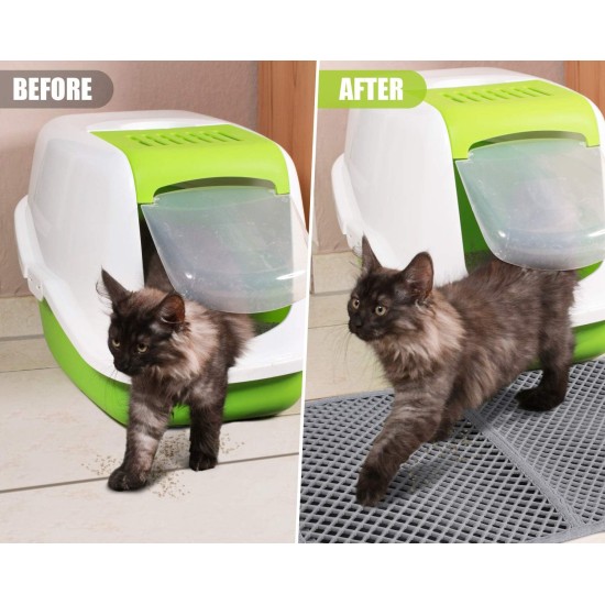 Pecute Cat Litter Tray Mat, Double Layer Cat Mat, Cat Litter Tray, Waterproof Urine Resistant Mat, Cat Litter Tray, Foldable Cat Litter Tray Mat with Large Bee Honeycomb Hole, 33 x 46 cm, Black Pecute Cat Litter Tray Mat, Double Layer Cat Mat, Cat Litter Tray, Waterproof Urine Resistant Mat, Cat Litter Tray, Foldable Cat Litter Tray Mat with Large Bee Honeycomb Hole, 33 x 46 cm, Black