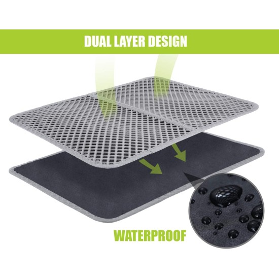 Pecute Cat Litter Tray Mat, Double Layer Cat Mat, Cat Litter Tray, Waterproof Urine Resistant Mat, Cat Litter Tray, Foldable Cat Litter Tray Mat with Large Bee Honeycomb Hole, 33 x 46 cm, Black Pecute Cat Litter Tray Mat, Double Layer Cat Mat, Cat Litter Tray, Waterproof Urine Resistant Mat, Cat Litter Tray, Foldable Cat Litter Tray Mat with Large Bee Honeycomb Hole, 33 x 46 cm, Black