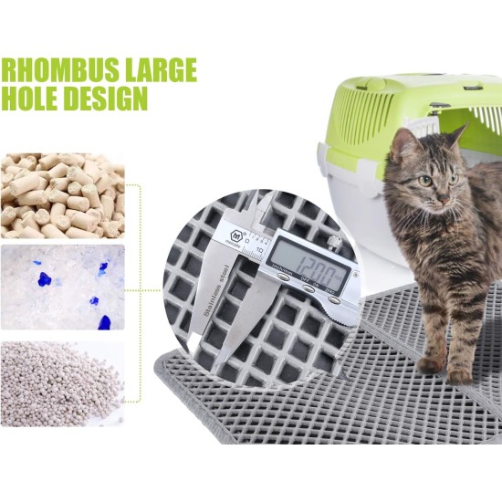 Pecute Cat Litter Tray Mat, Double Layer Cat Mat, Cat Litter Tray, Waterproof Urine Resistant Mat, Cat Litter Tray, Foldable Cat Litter Tray Mat with Large Bee Honeycomb Hole, 33 x 46 cm, Black Pecute Cat Litter Tray Mat, Double Layer Cat Mat, Cat Litter Tray, Waterproof Urine Resistant Mat, Cat Litter Tray, Foldable Cat Litter Tray Mat with Large Bee Honeycomb Hole, 33 x 46 cm, Black