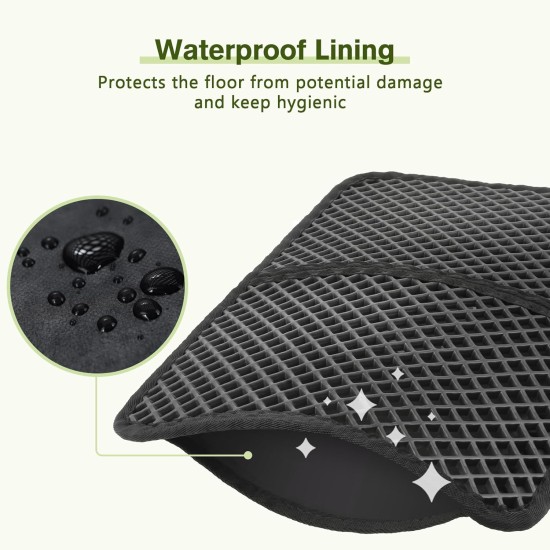 Pecute Cat Litter Tray Mat, Double Layer Cat Mat, Cat Litter Tray, Waterproof Urine Resistant Mat, Cat Litter Tray, Foldable Cat Litter Tray Mat with Large Bee Honeycomb Hole, 33 x 46 cm, Black Pecute Cat Litter Tray Mat, Double Layer Cat Mat, Cat Litter Tray, Waterproof Urine Resistant Mat, Cat Litter Tray, Foldable Cat Litter Tray Mat with Large Bee Honeycomb Hole, 33 x 46 cm, Black