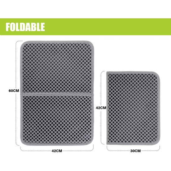 Pecute Cat Litter Tray Mat, Double Layer Cat Mat, Cat Litter Tray, Waterproof Urine Resistant Mat, Cat Litter Tray, Foldable Cat Litter Tray Mat with Large Bee Honeycomb Hole, 33 x 46 cm, Black Pecute Cat Litter Tray Mat, Double Layer Cat Mat, Cat Litter Tray, Waterproof Urine Resistant Mat, Cat Litter Tray, Foldable Cat Litter Tray Mat with Large Bee Honeycomb Hole, 33 x 46 cm, Black