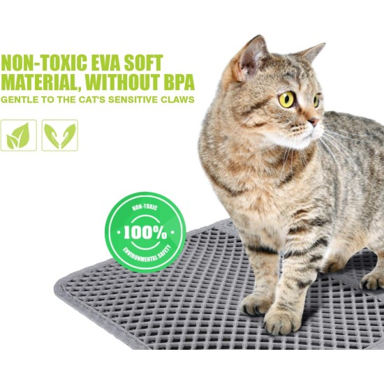 Pecute Cat Litter Tray Mat, Double Layer Cat Mat, Cat Litter Tray, Waterproof Urine Resistant Mat, Cat Litter Tray, Foldable Cat Litter Tray Mat with Large Bee Honeycomb Hole, 33 x 46 cm, Black Pecute Cat Litter Tray Mat, Double Layer Cat Mat, Cat Litter Tray, Waterproof Urine Resistant Mat, Cat Litter Tray, Foldable Cat Litter Tray Mat with Large Bee Honeycomb Hole, 33 x 46 cm, Black