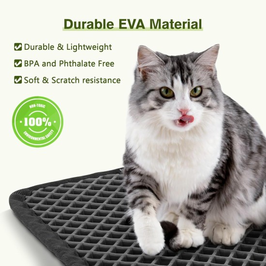 Pecute Cat Litter Tray Mat, Double Layer Cat Mat, Cat Litter Tray, Waterproof Urine Resistant Mat, Cat Litter Tray, Foldable Cat Litter Tray Mat with Large Bee Honeycomb Hole, 33 x 46 cm, Black Pecute Cat Litter Tray Mat, Double Layer Cat Mat, Cat Litter Tray, Waterproof Urine Resistant Mat, Cat Litter Tray, Foldable Cat Litter Tray Mat with Large Bee Honeycomb Hole, 33 x 46 cm, Black