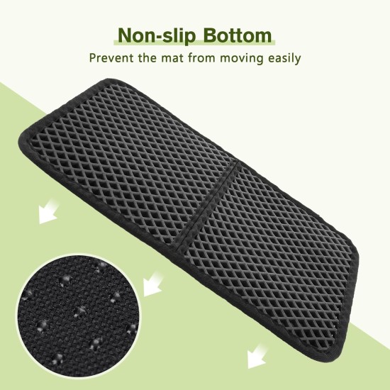 Pecute Cat Litter Tray Mat, Double Layer Cat Mat, Cat Litter Tray, Waterproof Urine Resistant Mat, Cat Litter Tray, Foldable Cat Litter Tray Mat with Large Bee Honeycomb Hole, 33 x 46 cm, Black Pecute Cat Litter Tray Mat, Double Layer Cat Mat, Cat Litter Tray, Waterproof Urine Resistant Mat, Cat Litter Tray, Foldable Cat Litter Tray Mat with Large Bee Honeycomb Hole, 33 x 46 cm, Black