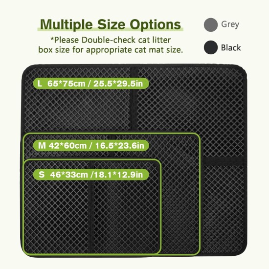 Pecute Cat Litter Tray Mat, Double Layer Cat Mat, Cat Litter Tray, Waterproof Urine Resistant Mat, Cat Litter Tray, Foldable Cat Litter Tray Mat with Large Bee Honeycomb Hole, 33 x 46 cm, Black Pecute Cat Litter Tray Mat, Double Layer Cat Mat, Cat Litter Tray, Waterproof Urine Resistant Mat, Cat Litter Tray, Foldable Cat Litter Tray Mat with Large Bee Honeycomb Hole, 33 x 46 cm, Black
