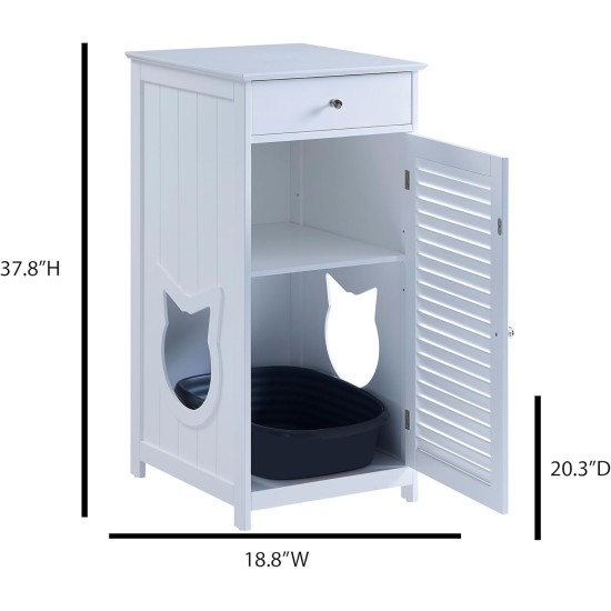 Penn-Plax Modern Cat Litter - White - Drawer, Inner Shelf and Door - Roller Shutter Style Penn-Plax Modern Cat Litter - White - Drawer, Inner Shelf and Door - Roller Shutter Style